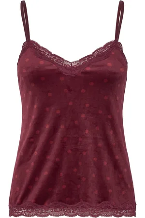 Hunkemöller Velours Lace Cami Top Burgundy