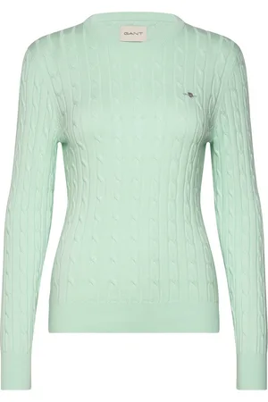 GANT Stretch Cotton Cable C-Neck Green