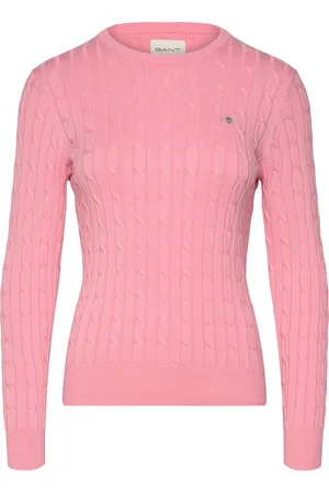 GANT Stretch Cotton Cable C-Neck Pink