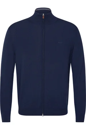 GANT Extrafine Merino Wool Zip Cardigan Navy