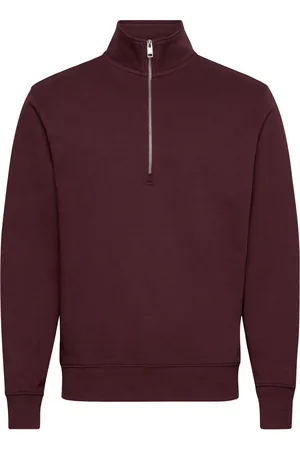 MANGO Regular-Fit Zip-Neck Sweatshirt Burgundy