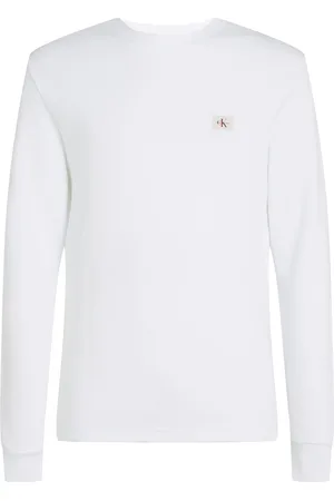 Calvin Klein Woven Label Waffle Ls Tee White
