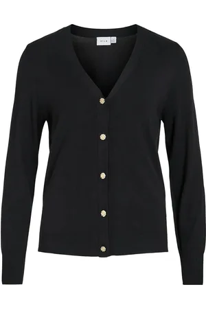 VILA Viwennie V-Neck L/S Knit Cardigan Black