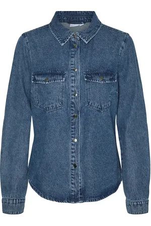 VERO MODA Vmjennie Ls Denim Shirt Mix Ga Noos Blue