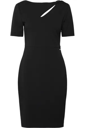 Calvin Klein Scuba Crepe Front Twist Dress Black