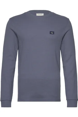 Calvin Klein Woven Label Waffle Ls Tee Blue