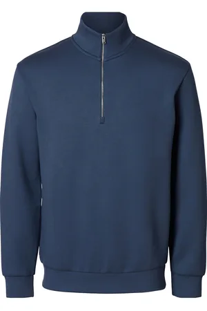 SELECTED Slhemanuel Soft Zip High Neck Sweat Noos Navy