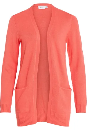 VILA Viril Open L/S Knit Cardigan Orange