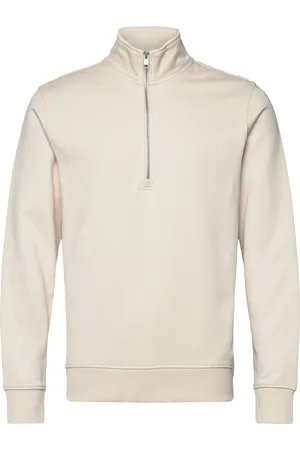 MANGO Regular-Fit Zip-Neck Sweatshirt Cream