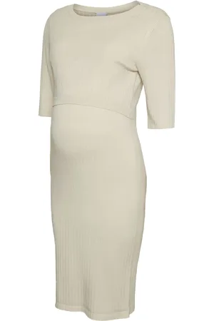 Mama;licious Mlnewsiv June Solid 2/4 Uk Knit Dress 2F Cream