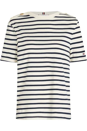 Tommy Hilfiger Reg Stripe Gold Btn C-Nk Ss Navy