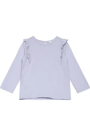 MANGO Long -Sleeved T-Shirt With Ruffles Blue