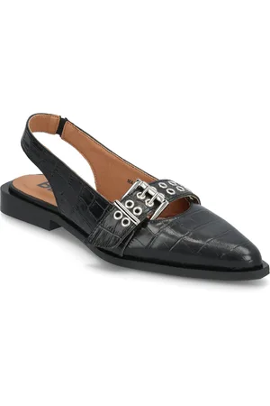 Bianco Biavictoria Single Buckle Slingback Croco Embossed Leather
