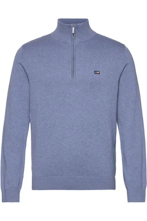 Lexington Cotton Half-Zip Sweater Blue