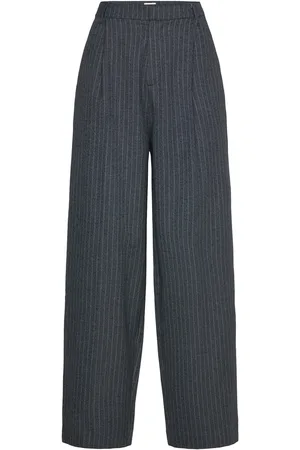 Mads Norgaard Pinstripe Melange Maria Pants Navy