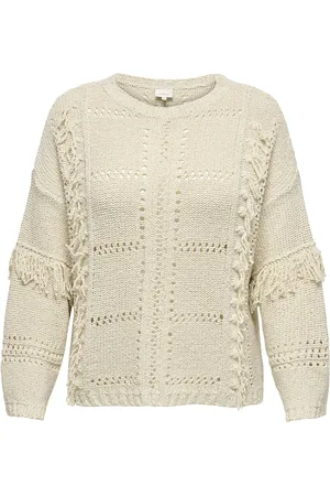 ONLY Caryrsa Life Ls Fringe O-Neck Knt Cream