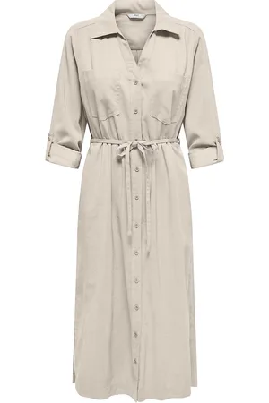 ONLY Onlaris Life Ls Belt Shirt Dress Cc Wvn Cream