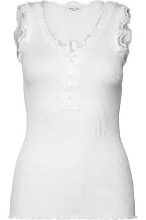 Rosemunde Rwbeatha Sl U- Neck Lace Button Top White