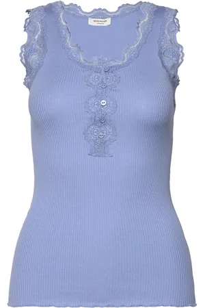 Rosemunde Rwbeatha Sl U- Neck Lace Button Top Blue