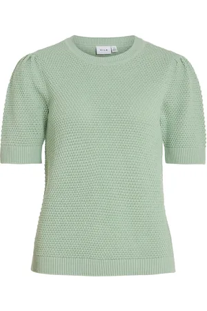 VILA Vidalo O-Neck S/S Knit Top - Noos Green