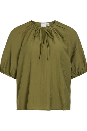 VILA Viclo 2/4 V-Neck Top - Noos Khaki