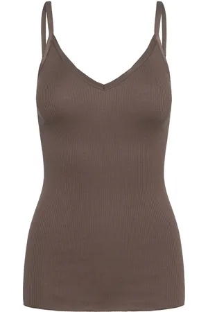 Rosemunde Rwbelle Sl V-Neck Elastic Top Brown