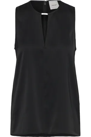 Calvin Klein Drapey Satin Ns Metal Blouse Black