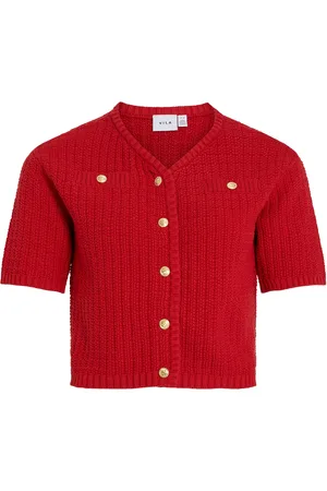 VILA Vitut S/S V-Neck Knit Cardigan/Ka Red