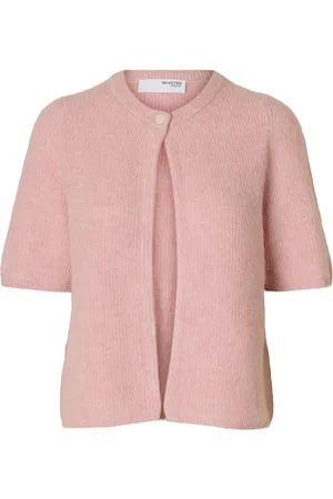 SELECTED Slfsia Ras 2/4 Rib Knit Cardigan Noos Pink