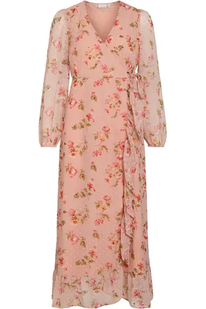 VILA Viedee L/S Ankle Wrap Dress Pink