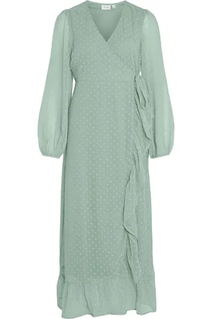 VILA Viedee L/S Ankle Wrap Dress Green