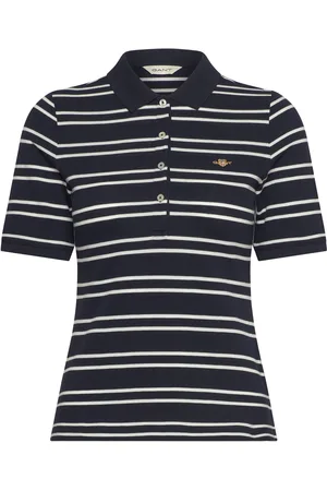 GANT Slim Stripe Shield Ss Pique Polo Navy