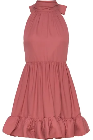 By Malina Fern Halterneck Ruffled Mini Dress Pink