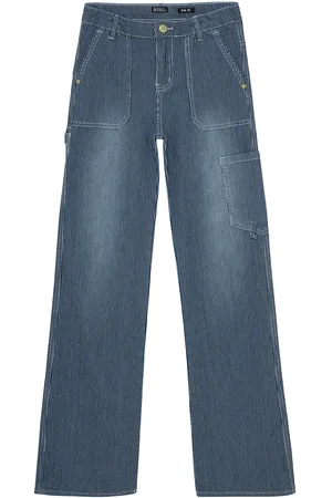 Indian Blue Jeans Wide Worker Striped Pants Blue