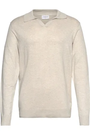 Lindbergh Ecovero L/S V-Neck Polo Beige