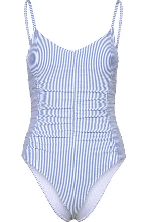 Beck Söndergaard Striba Gathered Bea Swimsuit Blue