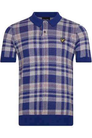 Lyle & Scott Spring Tartan Knitted Polo Blue