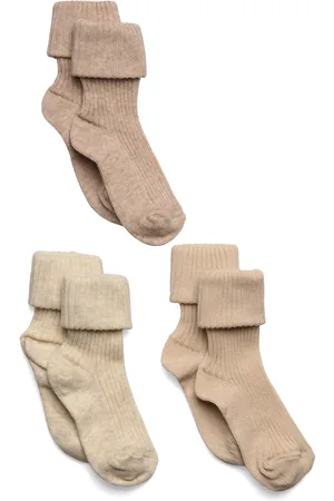 mp Denmark Cotton Rib Baby Socks - 3-Pack Beige