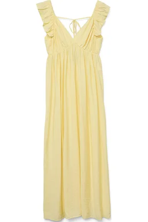 VERO MODA Vmmjosie Sl Ankle Frill Dress Wvn Ga Yellow
