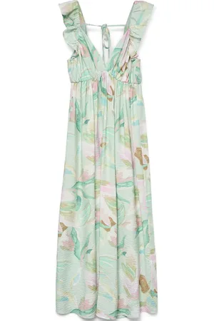 VERO MODA Vmmjosie Sl Ankle Frill Dress Wvn Ga Green