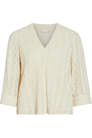 VILA Vilumena V-Neck 3/4 Top Beige