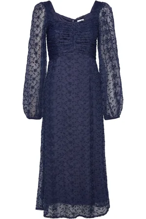 BUBBLEROOM Ruched L/S Midi Dress