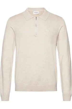 Lindbergh Ecovero L/S Zip Polo Cream