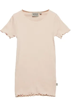 WHEAT Rib T-Shirt Lace Ss Beige