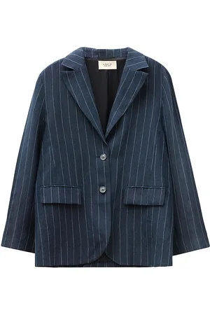A Part Of The Art Cloud Blazer Linen Denim Stripe Navy