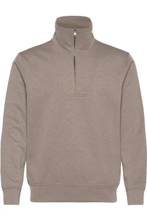 MANGO Regular-Fit Zip-Neck Sweatshirt Brown