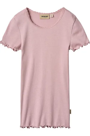 WHEAT Rib T-Shirt Lace Ss Pink