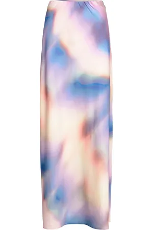 Dante 6 Keshin Printed Satin Maxi Skirt Blue