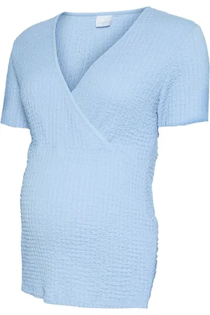 Mama;licious Mlnova Tess Ss Jrs Top 2F Blue