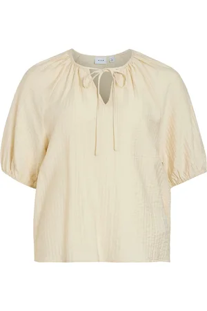 VILA Viclo 2/4 V-Neck Top - Noos Cream